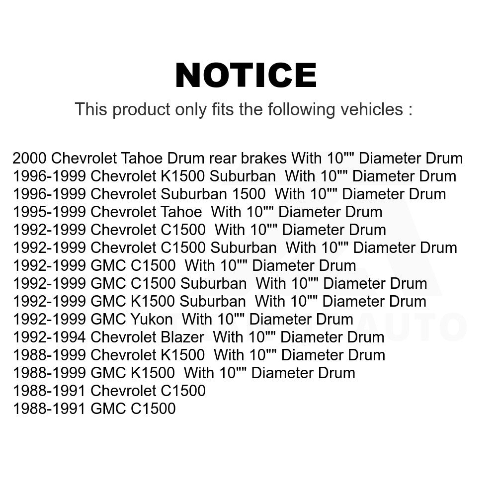 Rear Drum Brake Hardware Kit 13-H7276 For Chevrolet C1500 K1500 GMC Tahoe Suburban Yukon Blazer 1500