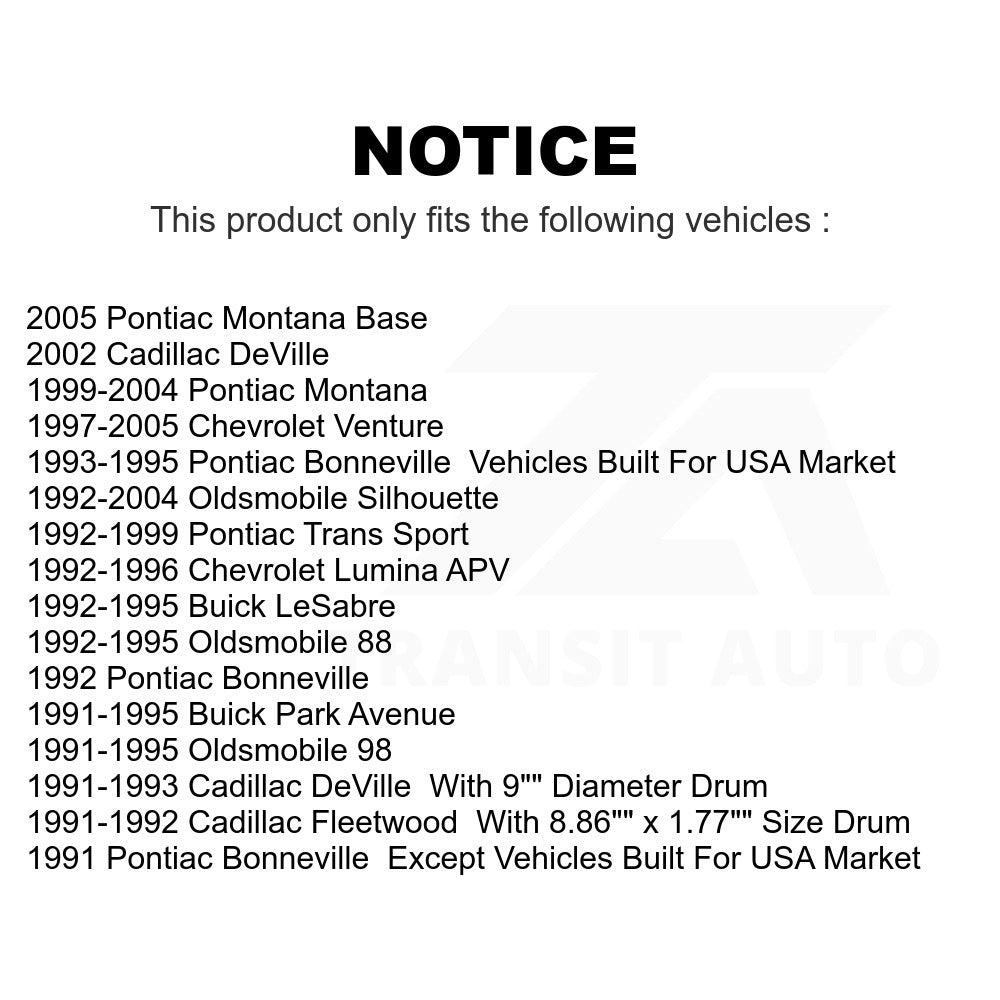 Rear Drum Brake Wheel Cylinder 14-WC370190 For Chevrolet Venture Pontiac Montana Oldsmobile Buick Cadillac DeVille Silhouette LeSabre Park Avenue 88 Bonneville Trans Sport 98 Lumina APV Fleetwood