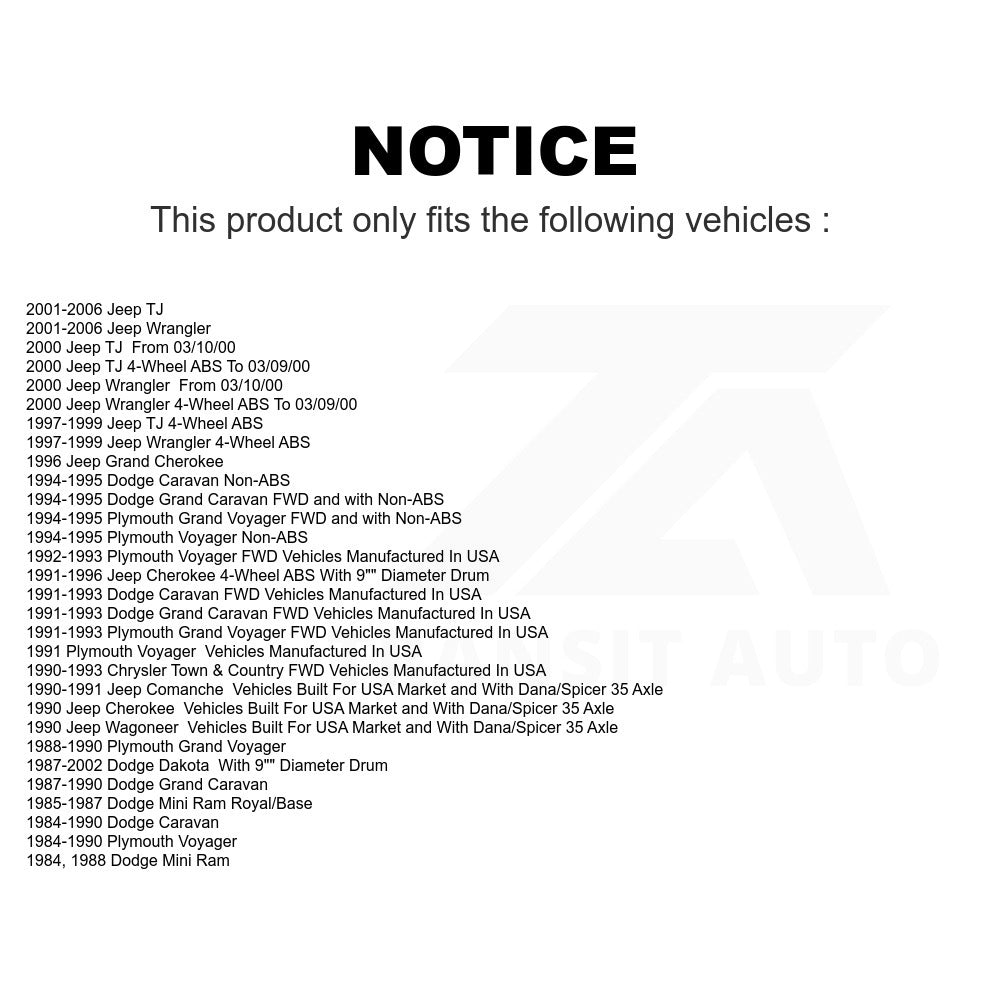 Rear Drum Brake Wheel Cylinder 14-WC37844 For Jeep Dodge Wrangler Dakota Cherokee Grand Plymouth Caravan Voyager Comanche Chrysler Town & Country Mini Ram Wagoneer TJ