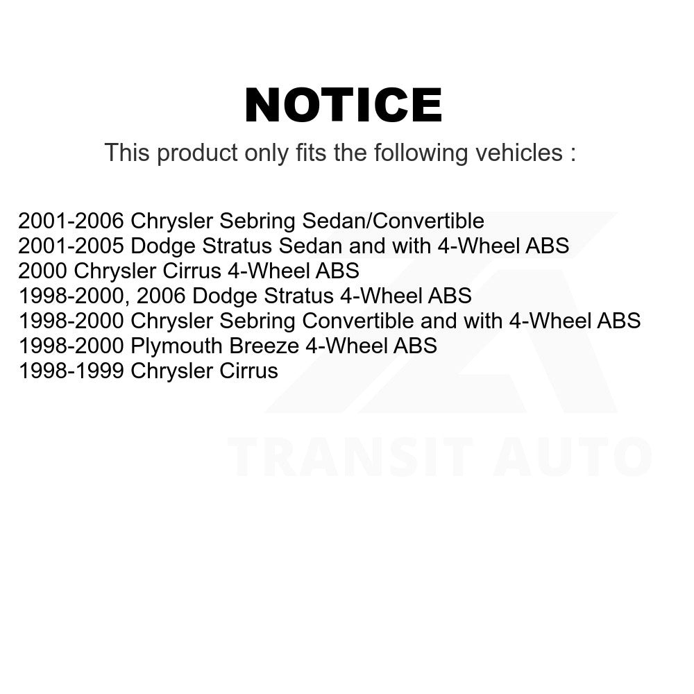 Rear Wheel Bearing Hub Assembly 70-512220 For Chrysler Sebring Dodge Stratus Cirrus Plymouth Breeze