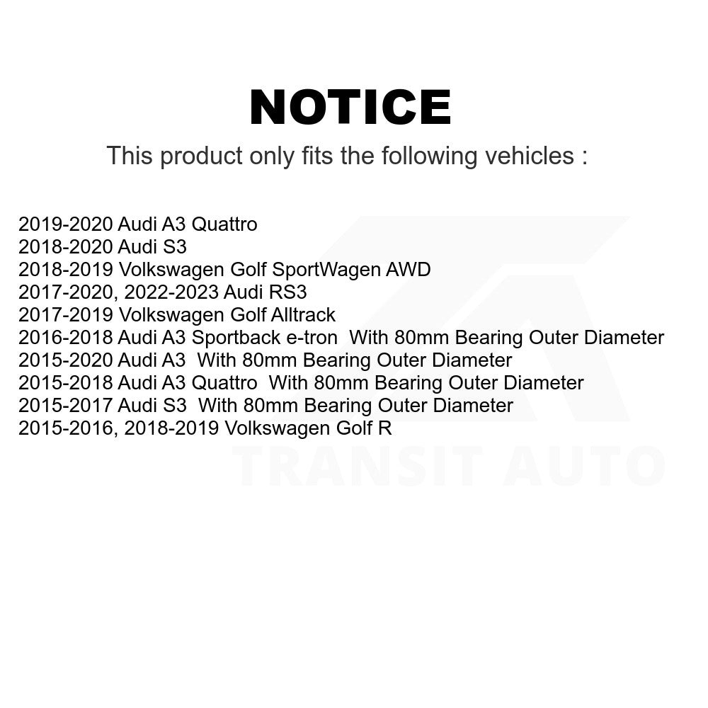Wheel Bearing Hub Assembly 70-512566 For Audi A3 Volkswagen Quattro Golf Alltrack R S3 Sportback e-tron SportWagen RS3