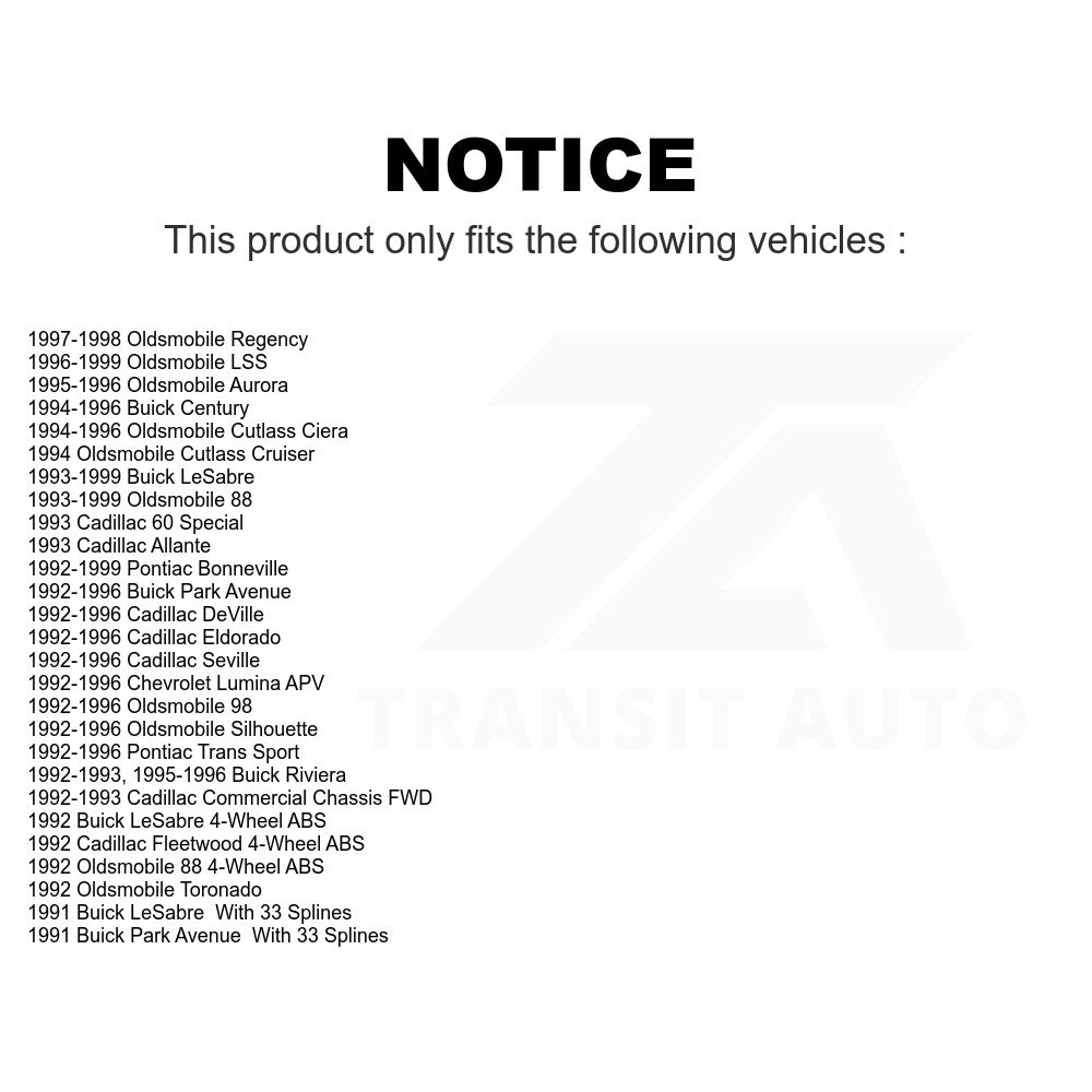 Front Wheel Bearing Hub Assembly 70-513087 For Buick LeSabre Oldsmobile Cadillac DeVille 88 Pontiac Bonneville Park Avenue Cutlass Ciera Century Eldorado Seville 98 Riviera Chevrolet Lumina APV Trans
