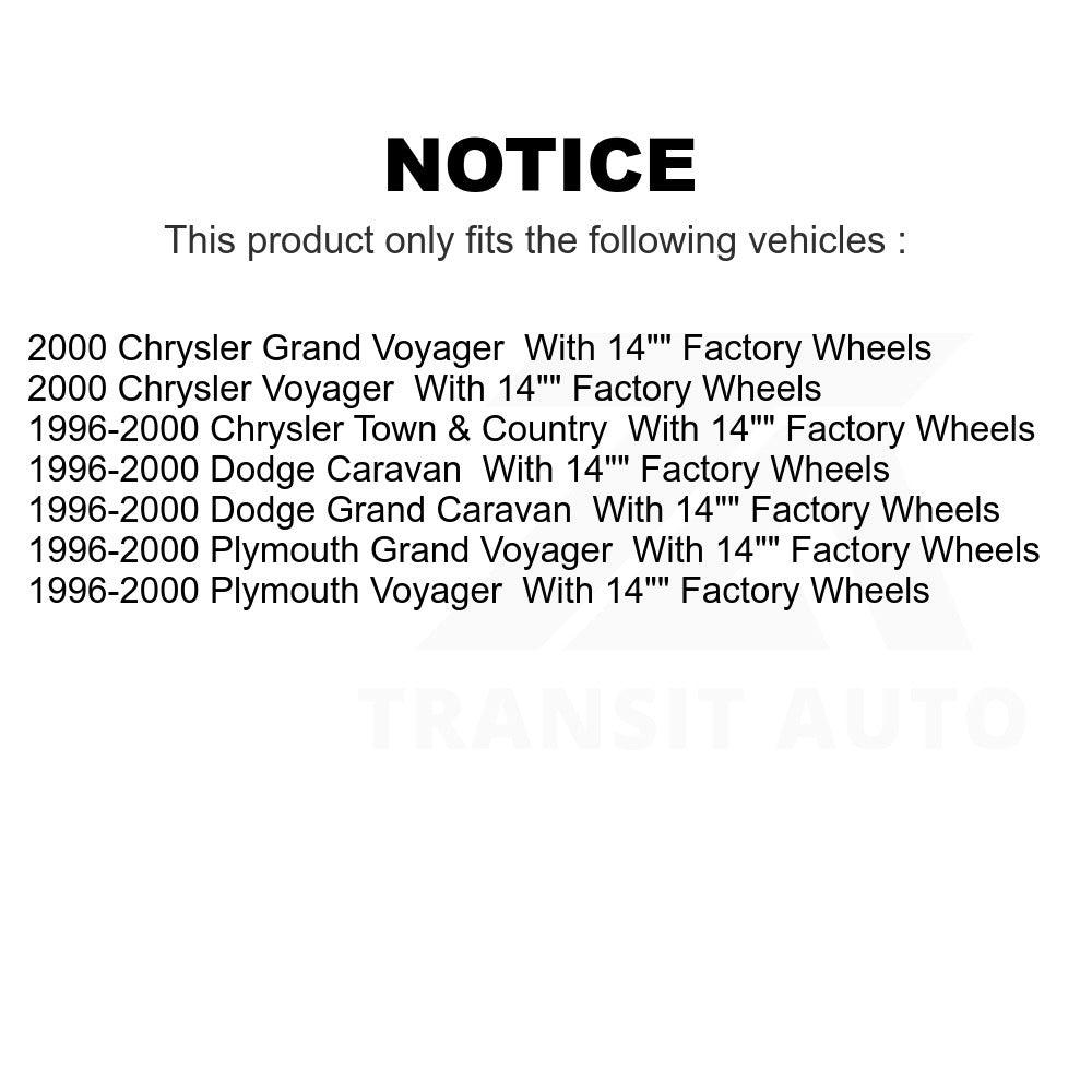 Front Wheel Bearing Hub Assembly 70-513122 For Dodge Grand Caravan Chrysler Town & Country Plymouth Voyager With 14" Factory Wheels