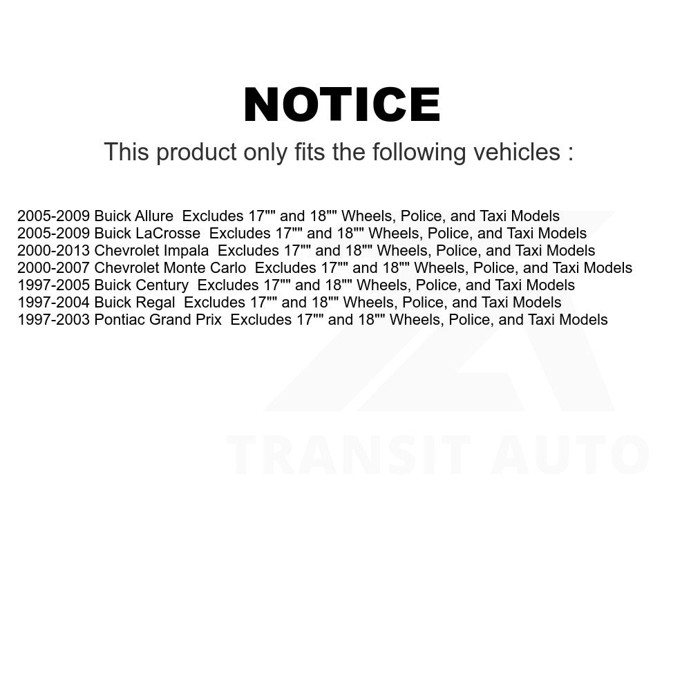 Front Suspension Strut Coil Spring Assembly 78A-11020 For Chevrolet Impala Buick Century LaCrosse Monte Carlo Pontiac Grand Prix Regal Allure Excludes 17" 18" Wheels Police Taxi Models