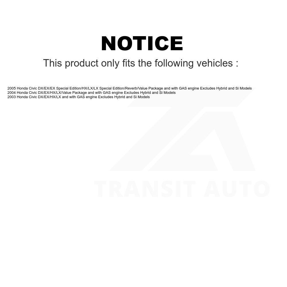 Front Left Suspension Strut Coil Spring Assembly 78A-11631 For Honda Civic Excludes Hybrid Si Models