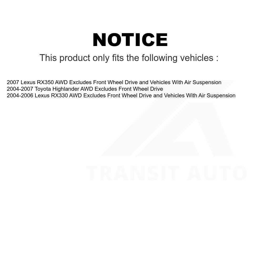 Rear Left Suspension Strut Coil Spring Assembly 78A-15903 For Lexus Toyota Highlander RX350 RX330 Excludes Front Wheel Drive Vehicles With Air AWD