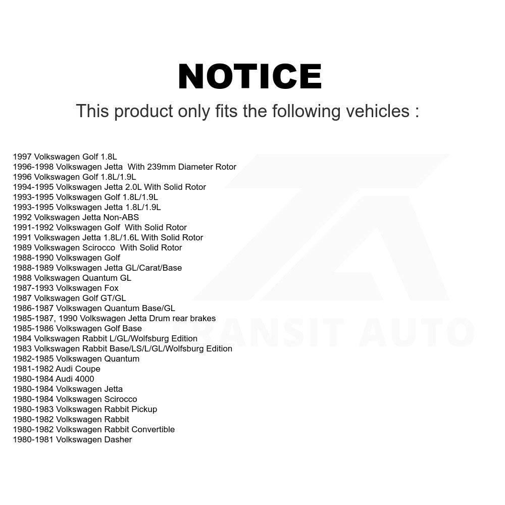 Front Disc Brake Rotor 8-9228 For Volkswagen Jetta Golf Rabbit Pickup Fox Convertible Scirocco Quantum Audi 4000 Dasher Coupe