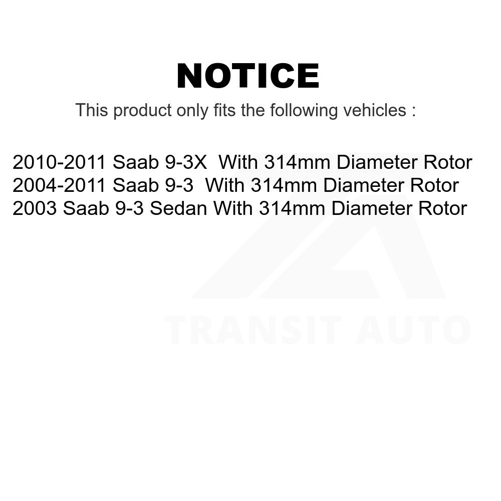 Front Disc Brake Rotor 8-980578 For Saab 9-3 9-3X With 314mm Diameter
