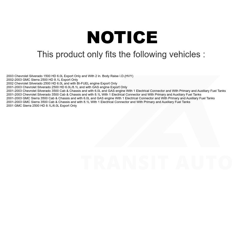 Fuel Pump Module Assembly AGY-00310250 For Chevrolet Silverado 2500 HD GMC Sierra 3500 1500