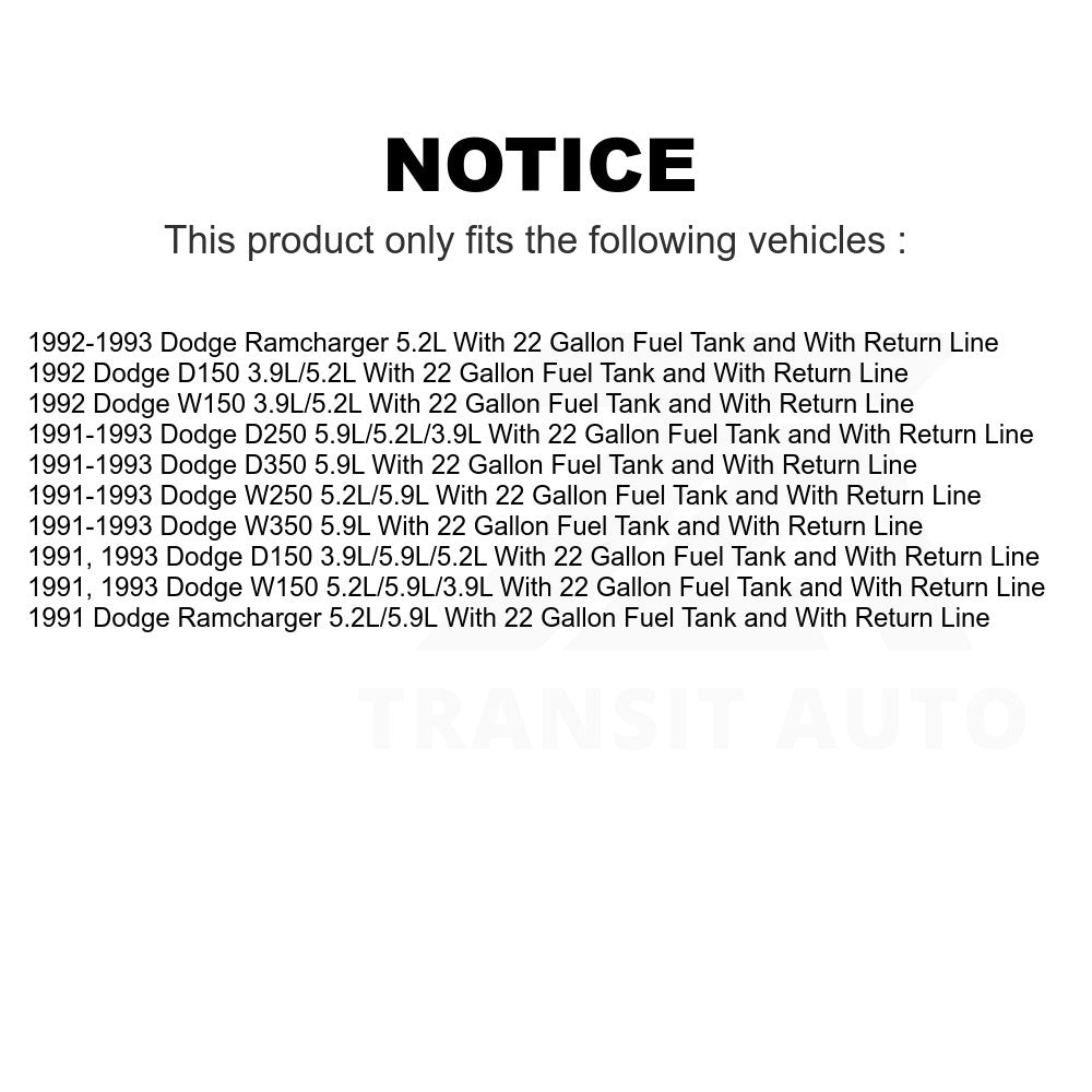 Fuel Pump Module Assembly AGY-00310348 For Dodge W250 D250 D150 D350 W350 W150 Ramcharger With 22 Gallon Tank Return Line