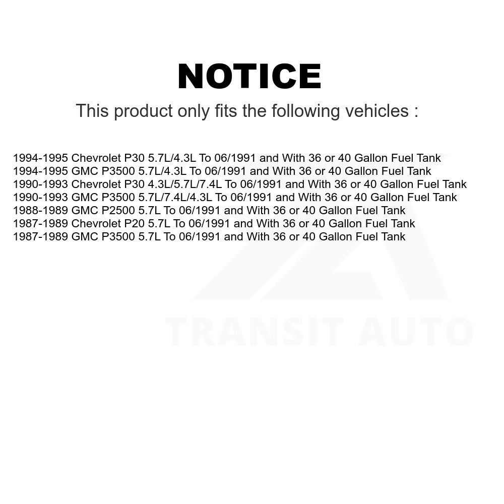 Fuel Pump Sender Assembly AGY-00310857 For Chevrolet P30 GMC P3500 P20 P2500 To 06/1991 With 36 or 40 Gallon Tank