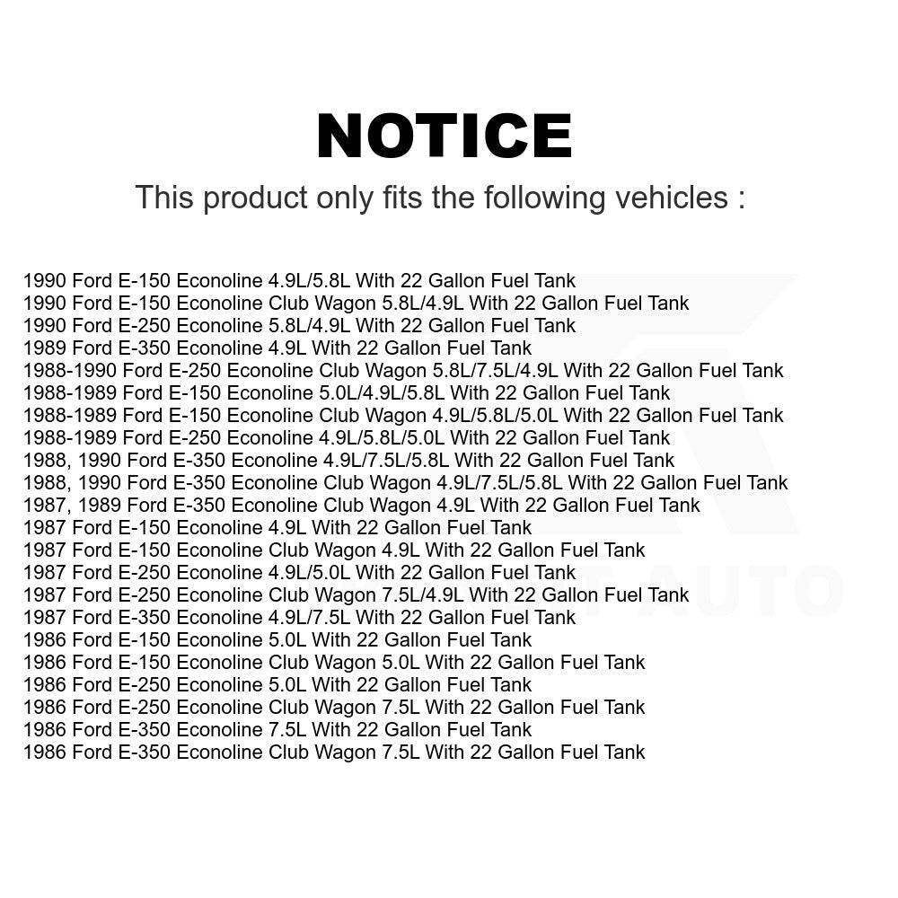Rear Fuel Pump Sender Assembly AGY-00311189 For Ford E-350 Econoline E-150 E-250 Club Wagon With 22 Gallon Tank