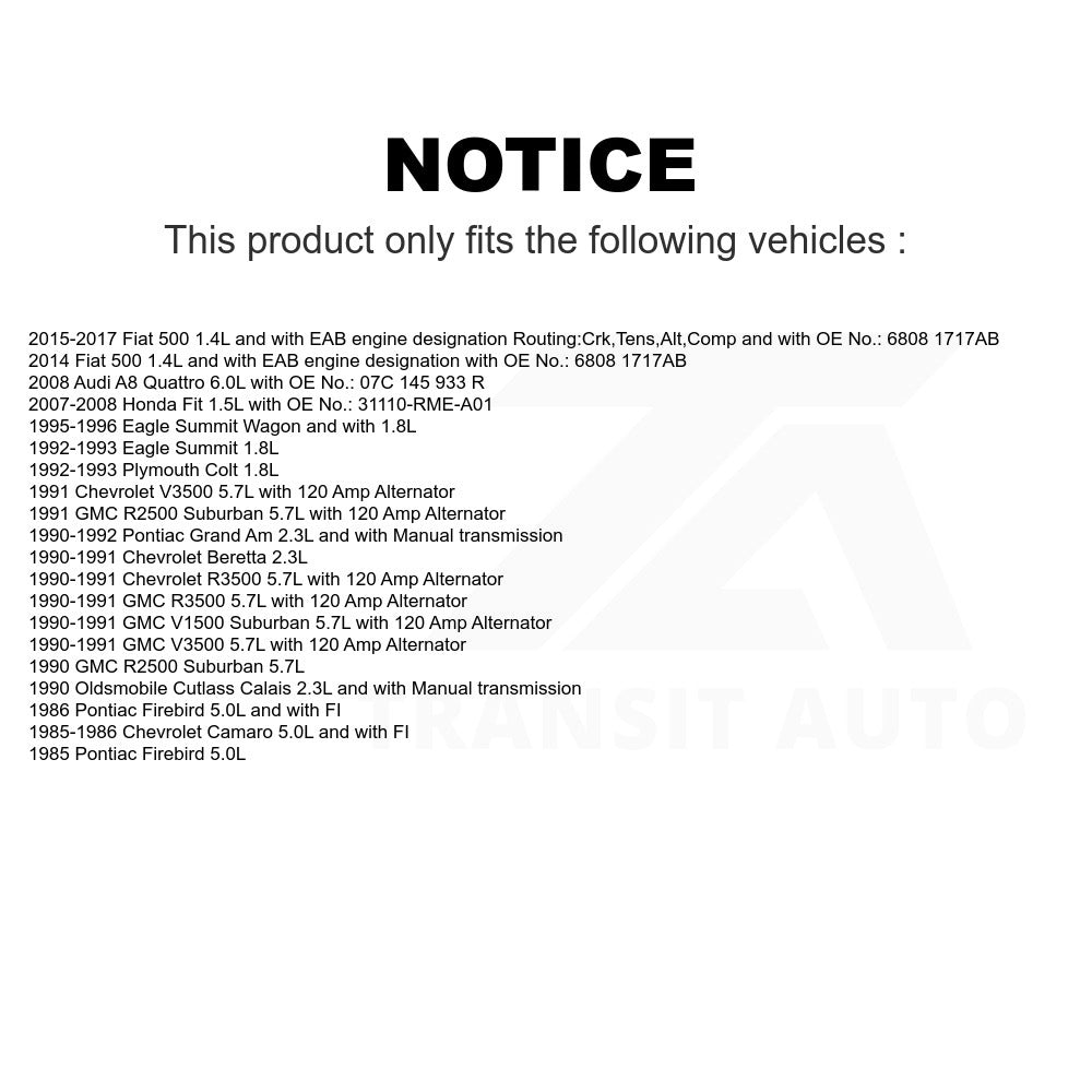 Accessory Drive Belt BAN-5PK1145 For Honda Fit Fiat 500 Chevrolet Camaro Pontiac Firebird Grand Am GMC V1500 Suburban R3500 Beretta Audi A8 Quattro Eagle Summit V3500 Oldsmobile Cutlass Calais Colt