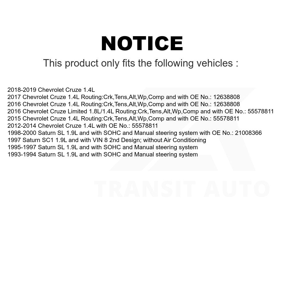 Accessory Drive Belt BAN-5PK1400 For Chevrolet Cruze Limited Saturn SL SC1