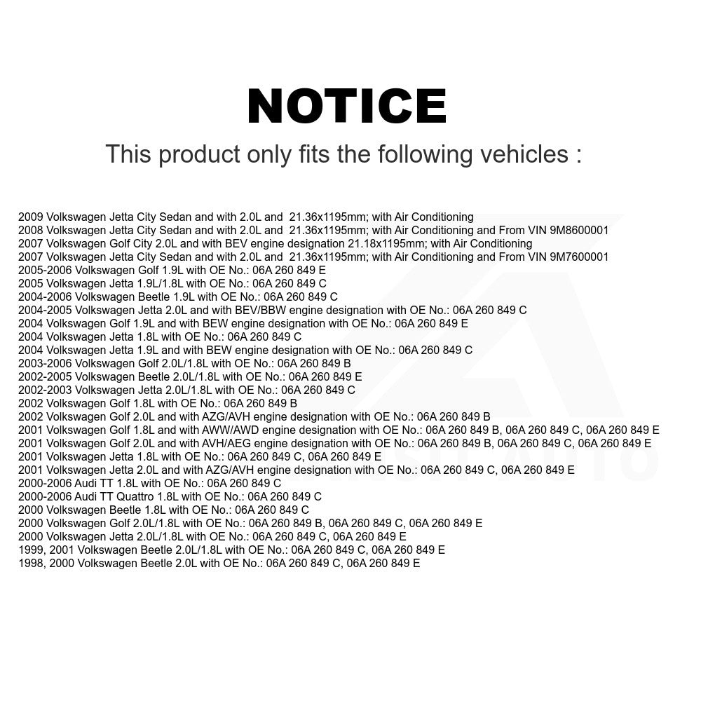 Accessory Drive Belt BAN-6DPK1195 For Volkswagen Jetta Beetle Golf Audi TT Quattro City