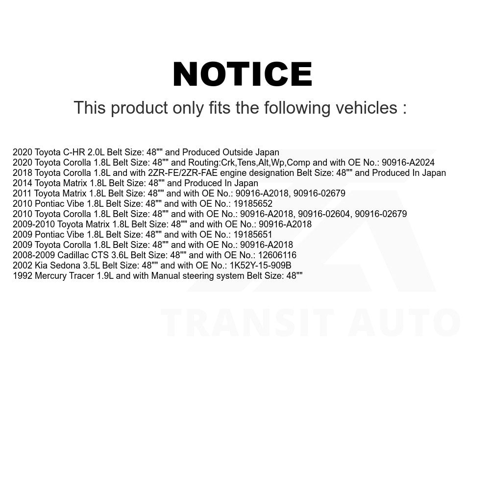Accessory Drive Belt BAN-6PK1220 For Toyota Corolla Cadillac CTS Matrix Pontiac Vibe Kia Sedona Mercury Tracer C-HR