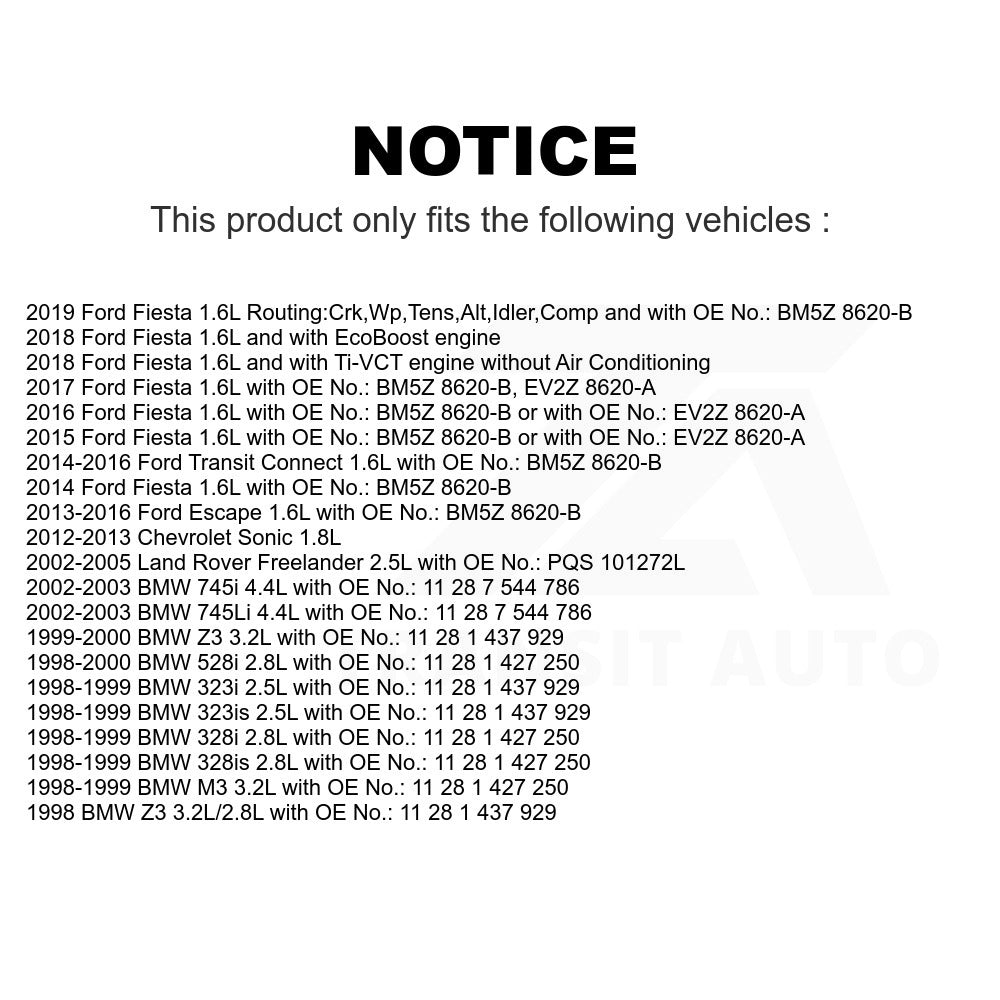 Accessory Drive Belt BAN-6PK1555 For Ford Escape Fiesta Chevrolet Sonic BMW Transit Connect Z3 528i 323i 328i 745Li M3 745i Land Rover Freelander 323is 328is