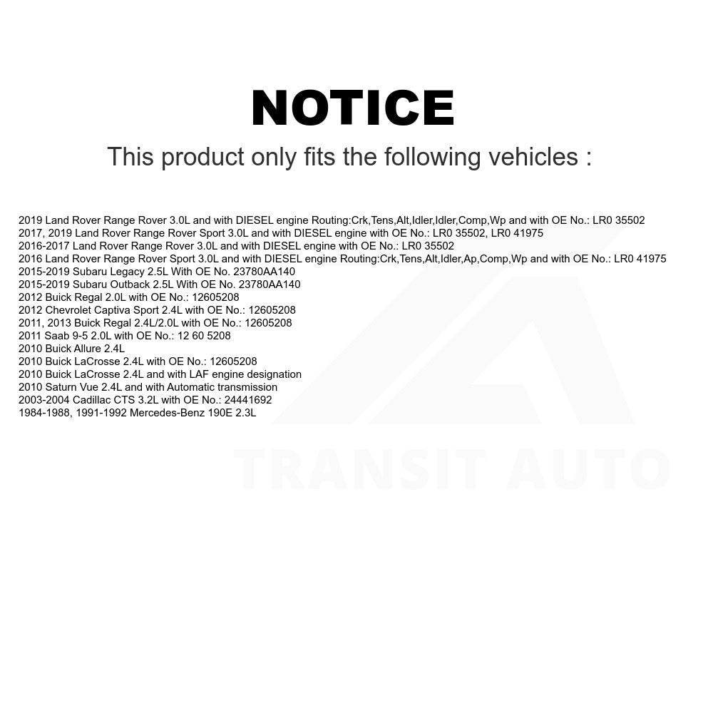 Accessory Drive Belt BAN-6PK1980 For Subaru Outback Legacy Buick Land Rover Regal Range Sport Cadillac CTS LaCrosse Chevrolet Captiva Mercedes-Benz 190E Saturn Vue Saab 9-5 Allure