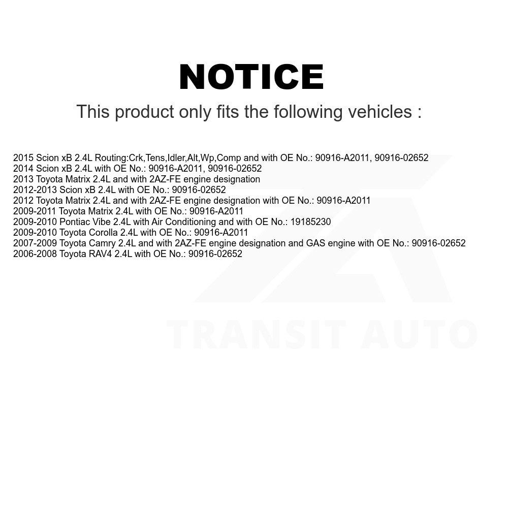 Accessory Drive Belt BAN-7PK1905 For Toyota Camry Corolla RAV4 Matrix Scion xB Pontiac Vibe