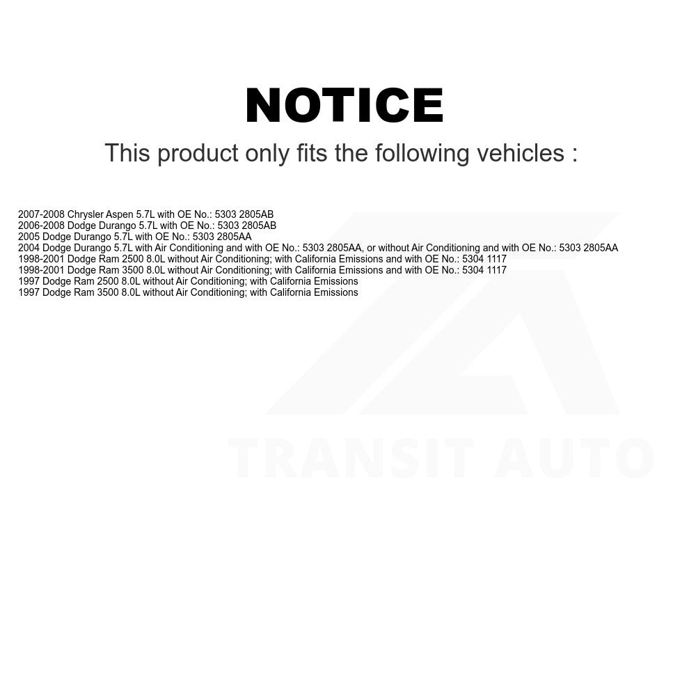 Accessory Drive Belt BAN-7PK2565 For Dodge Ram 2500 Durango 3500 Chrysler Aspen