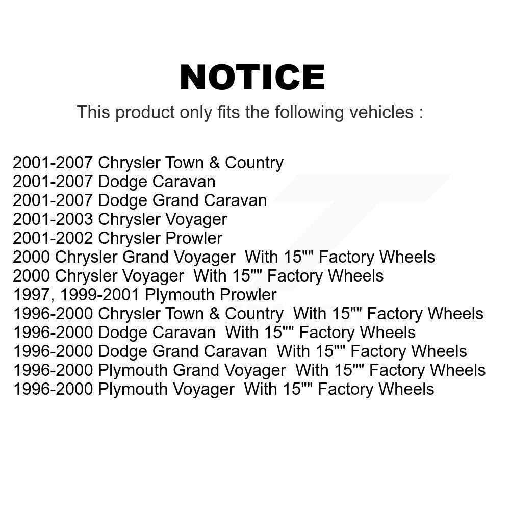Front Wheel Bearing And Hub Assembly Pair For Dodge Grand Caravan Chrysler Town & Country Plymouth Voyager Prowler K70-100256