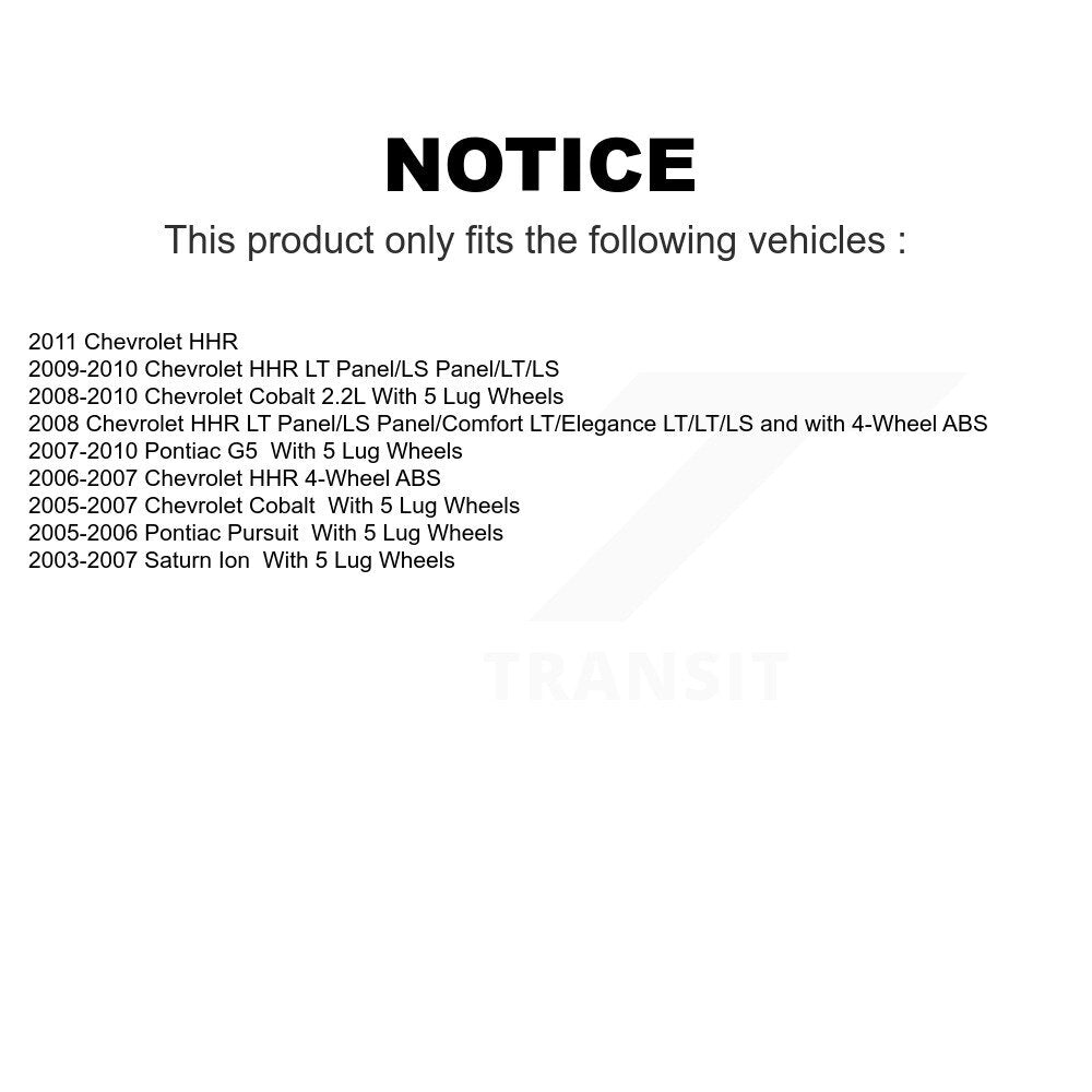 Front Wheel Bearing And Hub Assembly Pair For Chevrolet Cobalt HHR Saturn Ion Pontiac G5 Pursuit K70-100284