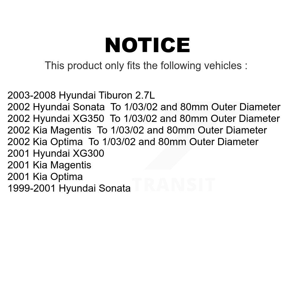 Front Wheel Bearing Pair For Hyundai Tiburon Sonata Kia Optima XG350 XG300 Magentis K70-100514