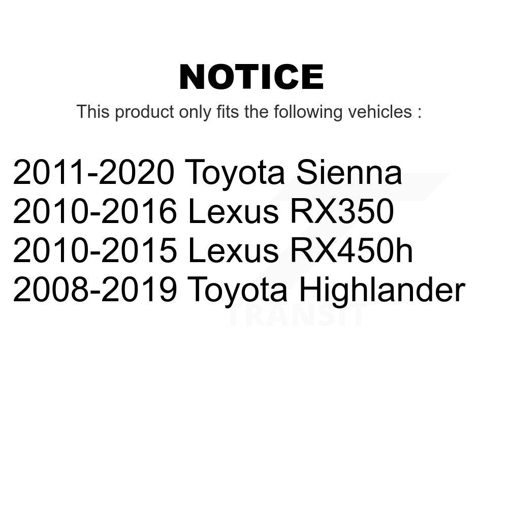 Front Wheel Bearing Pair For Toyota Highlander Sienna Lexus RX350 RX450h K70-100537