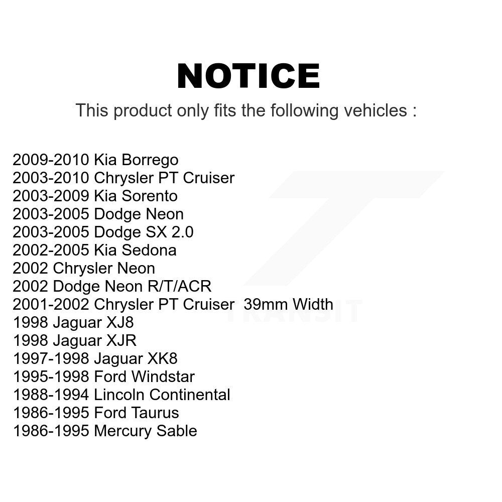 Front Wheel Bearing Pair For Chrysler PT Cruiser Kia Sorento Dodge Neon Ford Sedona Taurus Windstar Mercury Sable Borrego Jaguar XK8 Lincoln Continental XJ8 XJR SX 2.0 K70-100550