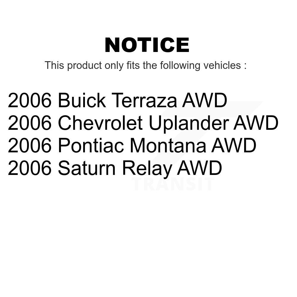 Rear Wheel Bearing And Hub Assembly Pair For 2006-2006 Chevrolet Uplander Pontiac Montana Buick Terraza Saturn Relay AWD K70-100770