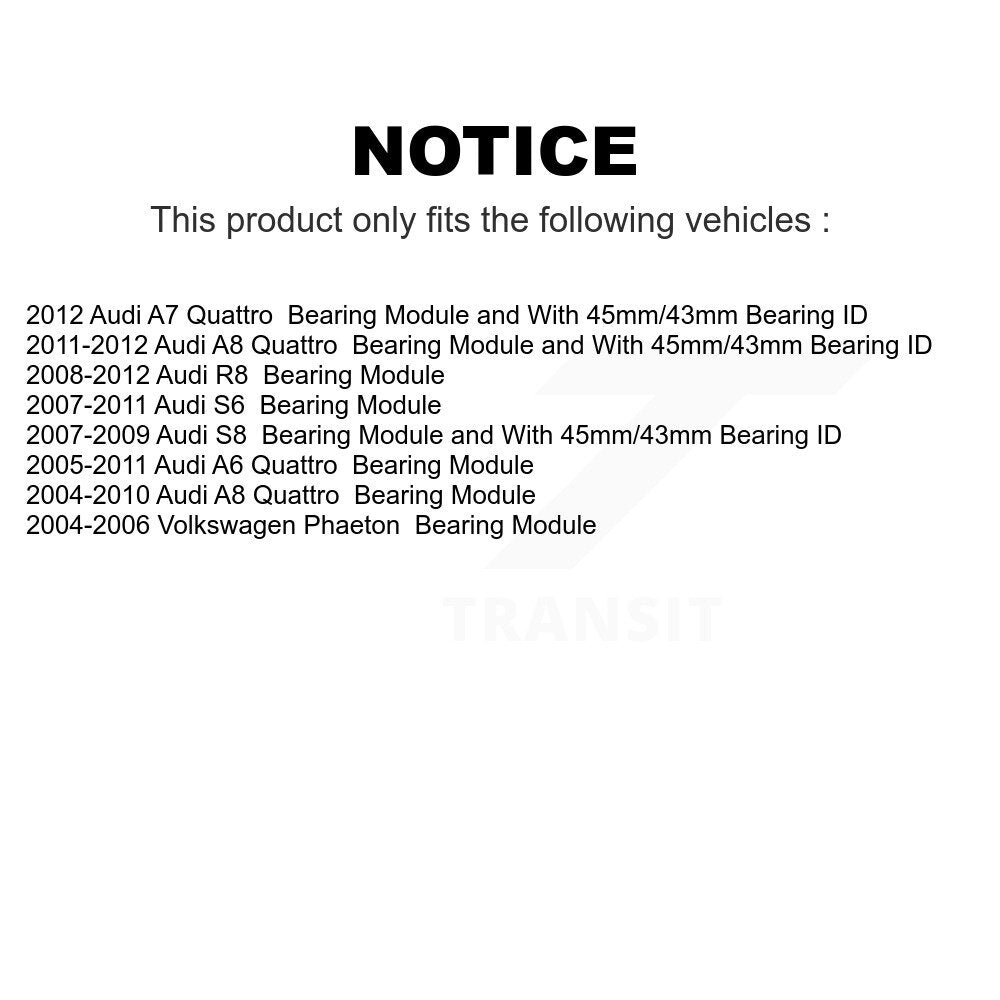 Rear Wheel Bearing Assembly Pair For Audi A6 Quattro A8 A7 R8 Volkswagen Phaeton S6 S8 K70-101026