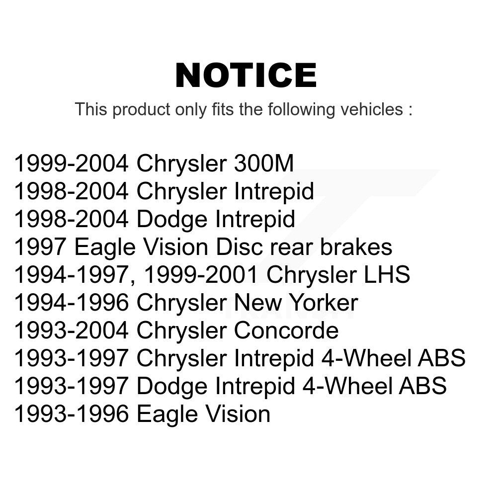Front Rear Wheel Bearing & Hub Assembly Kit For Chrysler Dodge Intrepid Concorde 300M LHS Eagle Vision New Yorker K70-101166