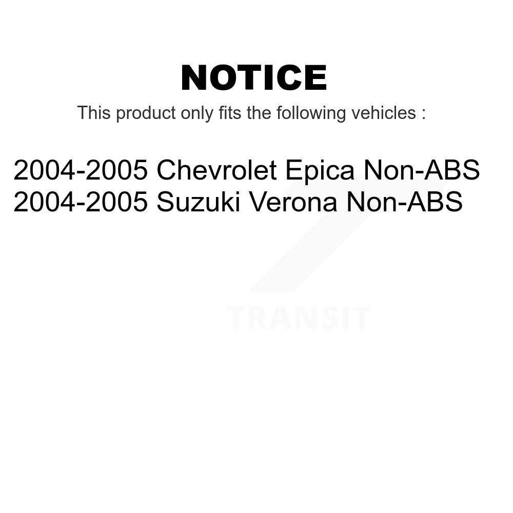Front Rear Wheel Bearing & Hub Assembly Kit For 2004-2005 Suzuki Verona Chevrolet Epica Non-ABS K70-101235