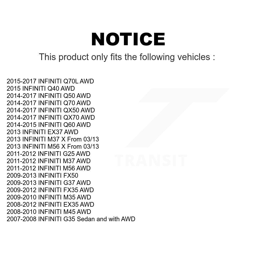 Front Rear Wheel Bearing & Hub Assembly Kit For INFINITI G37 Q50 G35 QX50 EX35 FX35 M37 QX70 G25 Q60 Q70 Q40 Q70L M35 M56 M45 FX50 EX37 K70-101283