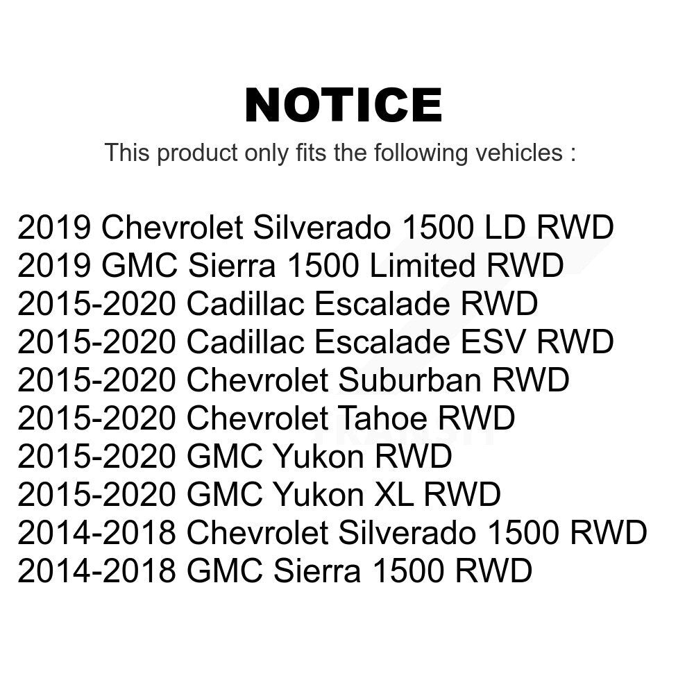 Front Wheel Bearing And Hub Assembly Pair For Chevrolet Silverado 1500 GMC Sierra Tahoe Suburban Yukon Cadillac XL Escalade ESV LD Limited RWD K70-101418