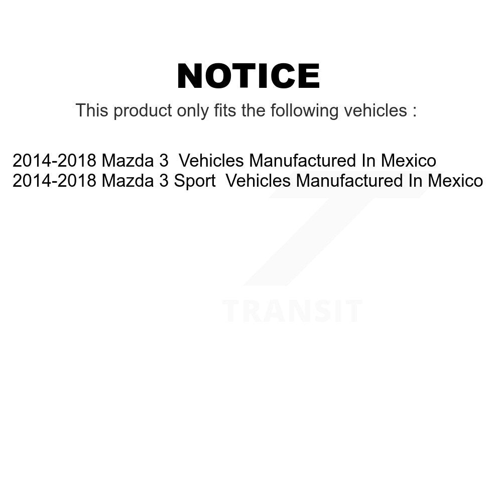 Rear Wheel Bearing And Hub Assembly Pair For 2014-2018 Mazda 3 Sport Vehicles Manufactured In Mexico K70-101507