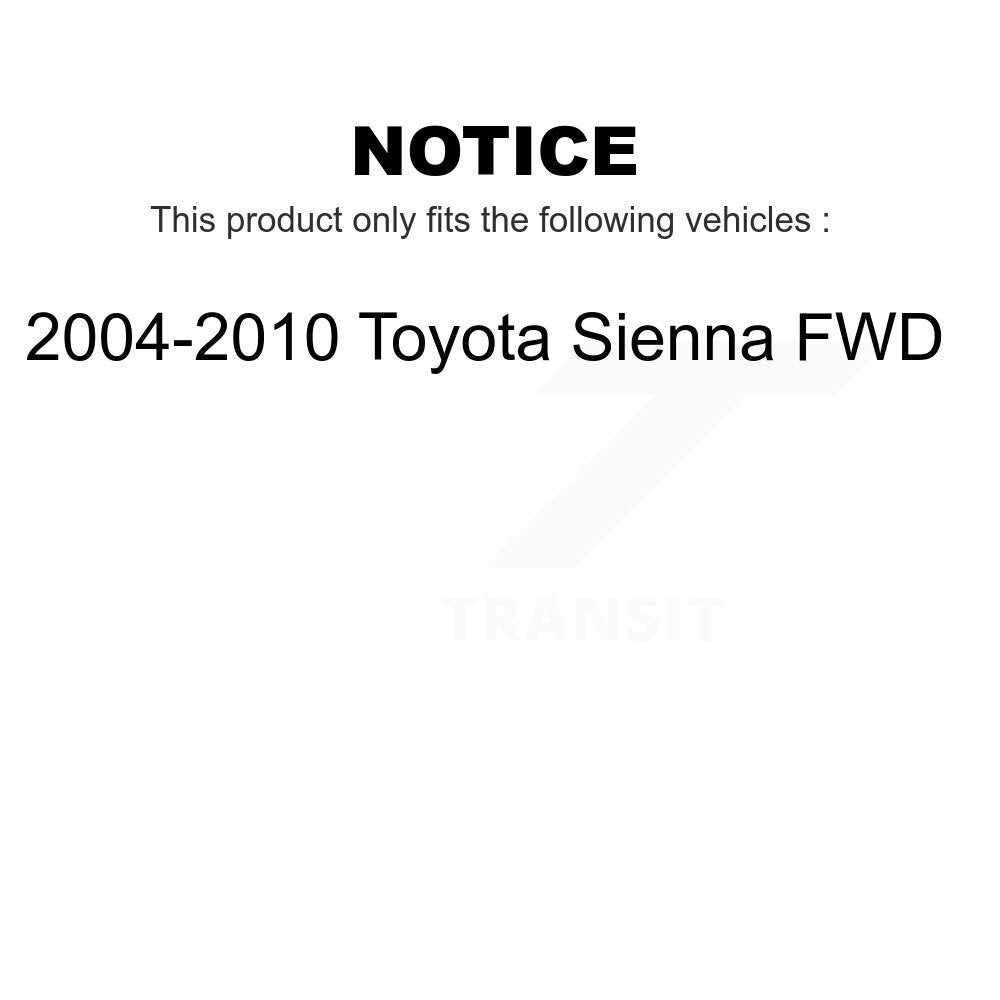 Front Rear Wheel Bearing And Hub Assembly Kit For 2004-2010 Toyota Sienna FWD K70-101584