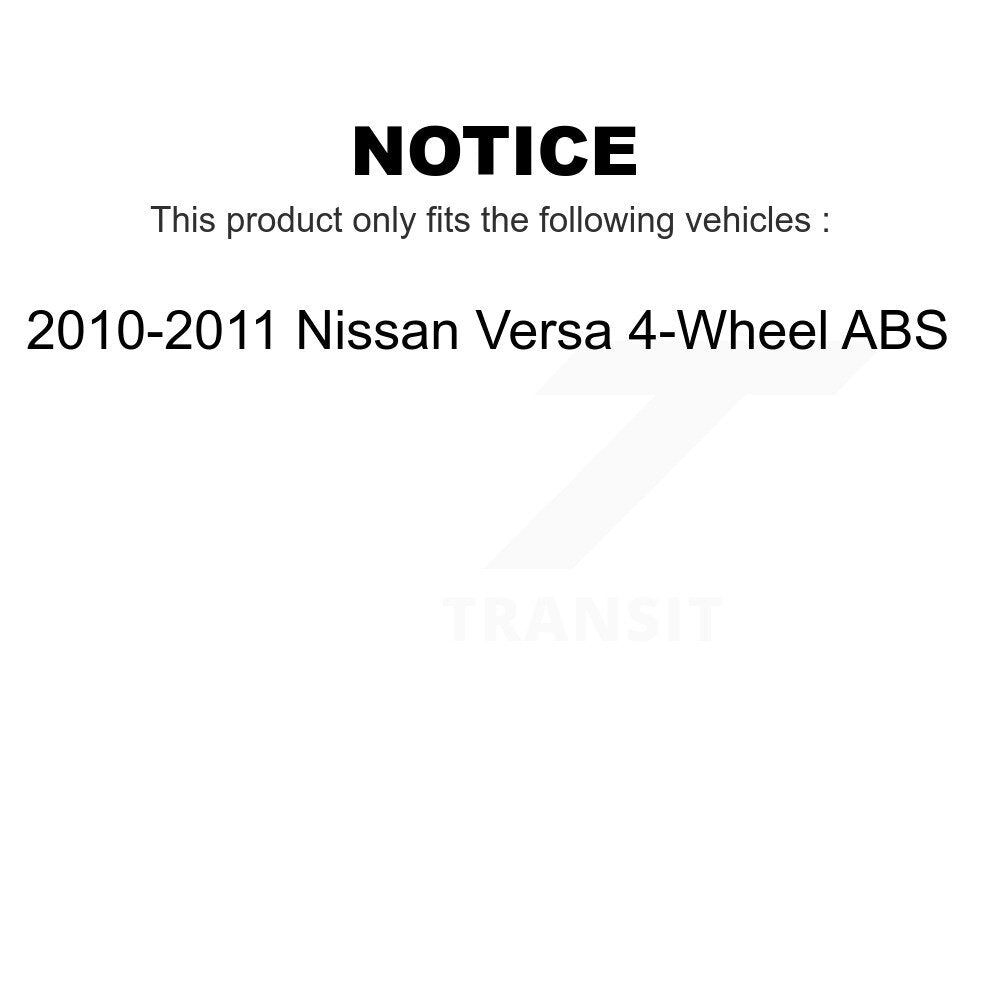 Front Rear Wheel Bearing And Hub Assembly Kit For 2010-2011 Nissan Versa 4-Wheel ABS K70-101682
