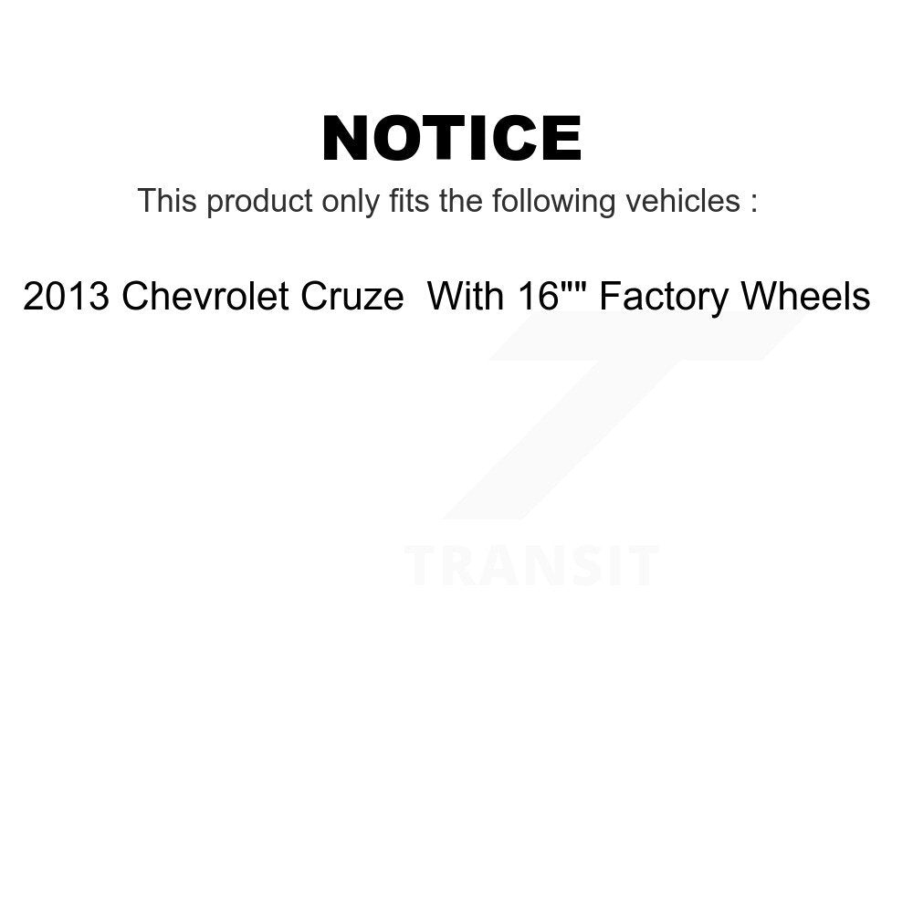 Front Rear Wheel Bearing & Hub Assembly Kit For 2013 Chevrolet Cruze With 16" Factory Wheels K70-101816