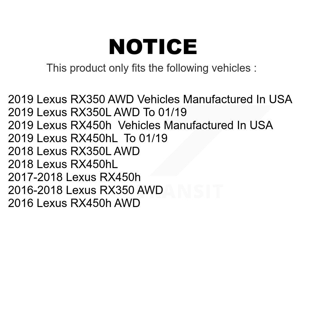 Front Rear Wheel Bearing & Hub Assembly Kit For Lexus RX350 RX450h RX350L RX450hL K70-101847