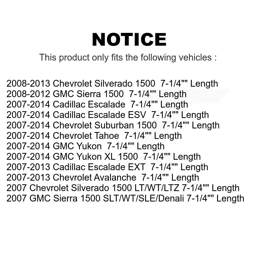 Front Suspension Control Arm And Ball Joint Assembly Link Kit For Chevrolet Silverado 1500 GMC Tahoe Sierra Suburban Yukon Cadillac XL Avalanche Escalade ESV EXT 7-1/4" Length K72-100009
