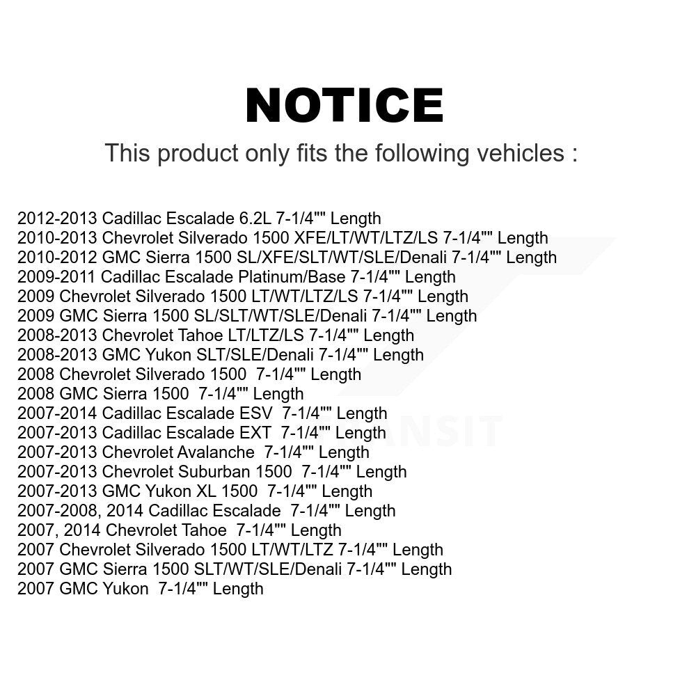 Front Suspension Control Arm And Ball Joint Assembly Steering Tie Rod End Stabilizer Bar Link Kit (8Pc) For Chevrolet Silverado 1500 GMC Tahoe Sierra Suburban Yukon Cadillac XL Avalanche Escalade ESV EXT 7-1/4" Length K72-100117