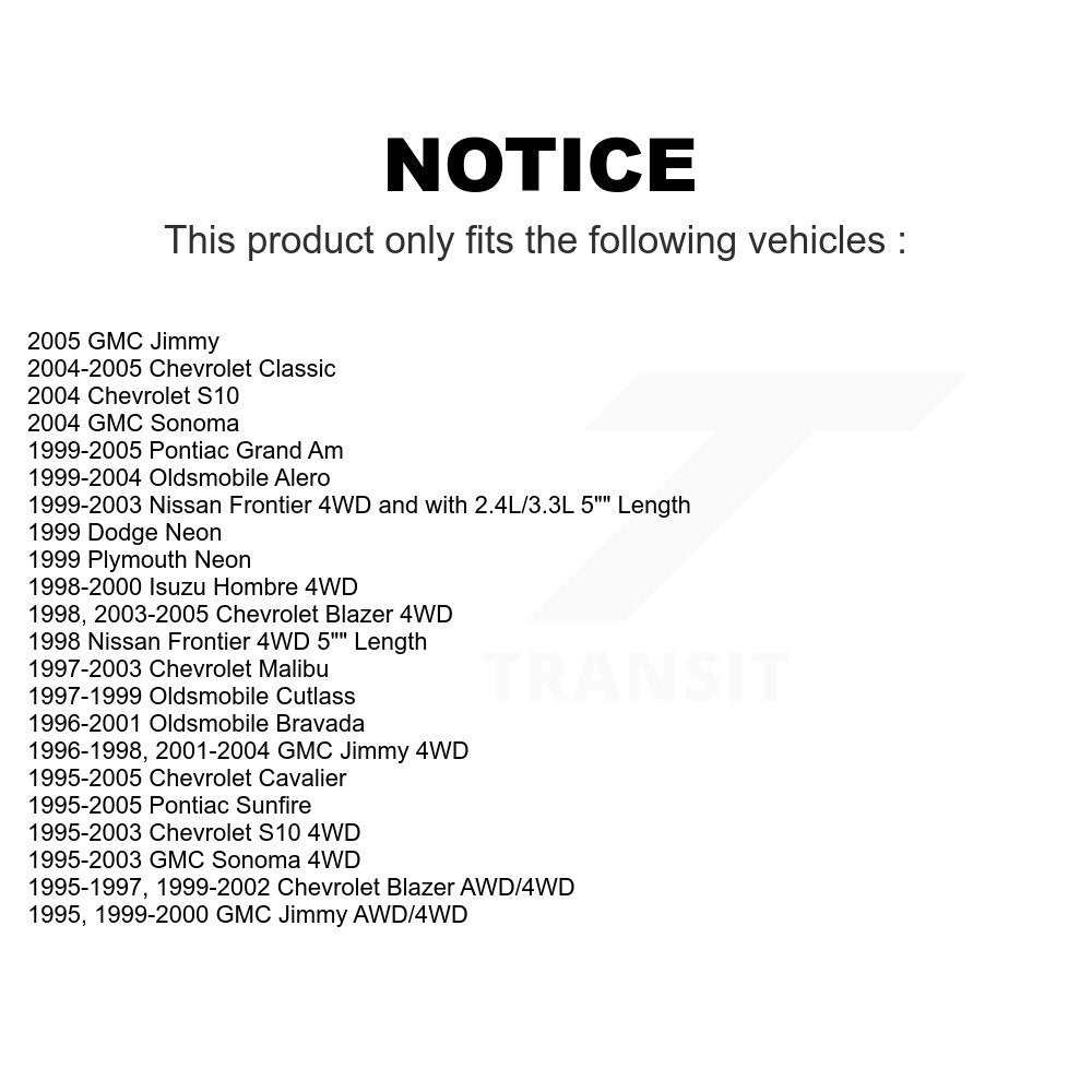Front Suspension Link Pair For Chevrolet S10 Blazer Cavalier Pontiac GMC Nissan Frontier Grand Am Malibu Sonoma Oldsmobile Alero Jimmy Sunfire Classic Bravada Cutlass Isuzu Hombre Neon Dodge Plymouth K72-100182