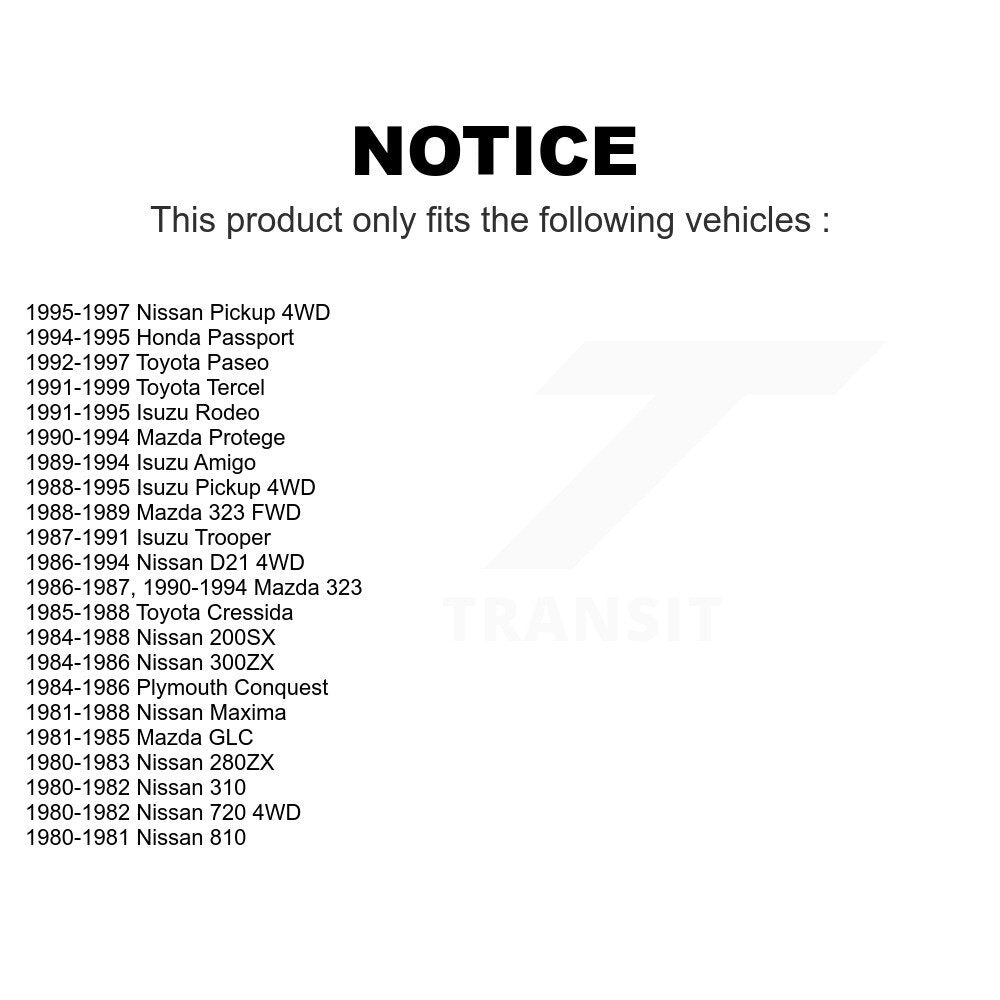 Front Suspension Link Pair For Nissan D21 Pickup Toyota Isuzu Tercel Rodeo Mazda 300ZX 280ZX Trooper Paseo Maxima Protege 323 720 Honda Passport Cressida 200SX Amigo GLC 310 810 Plymouth Conquest K72-100272