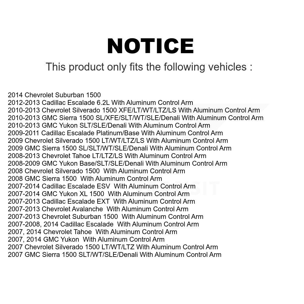 Front Suspension Ball Joint And Tie Rod End Kit For Chevrolet Silverado 1500 GMC Sierra Tahoe Suburban Yukon Cadillac XL Avalanche Escalade ESV EXT K72-100915