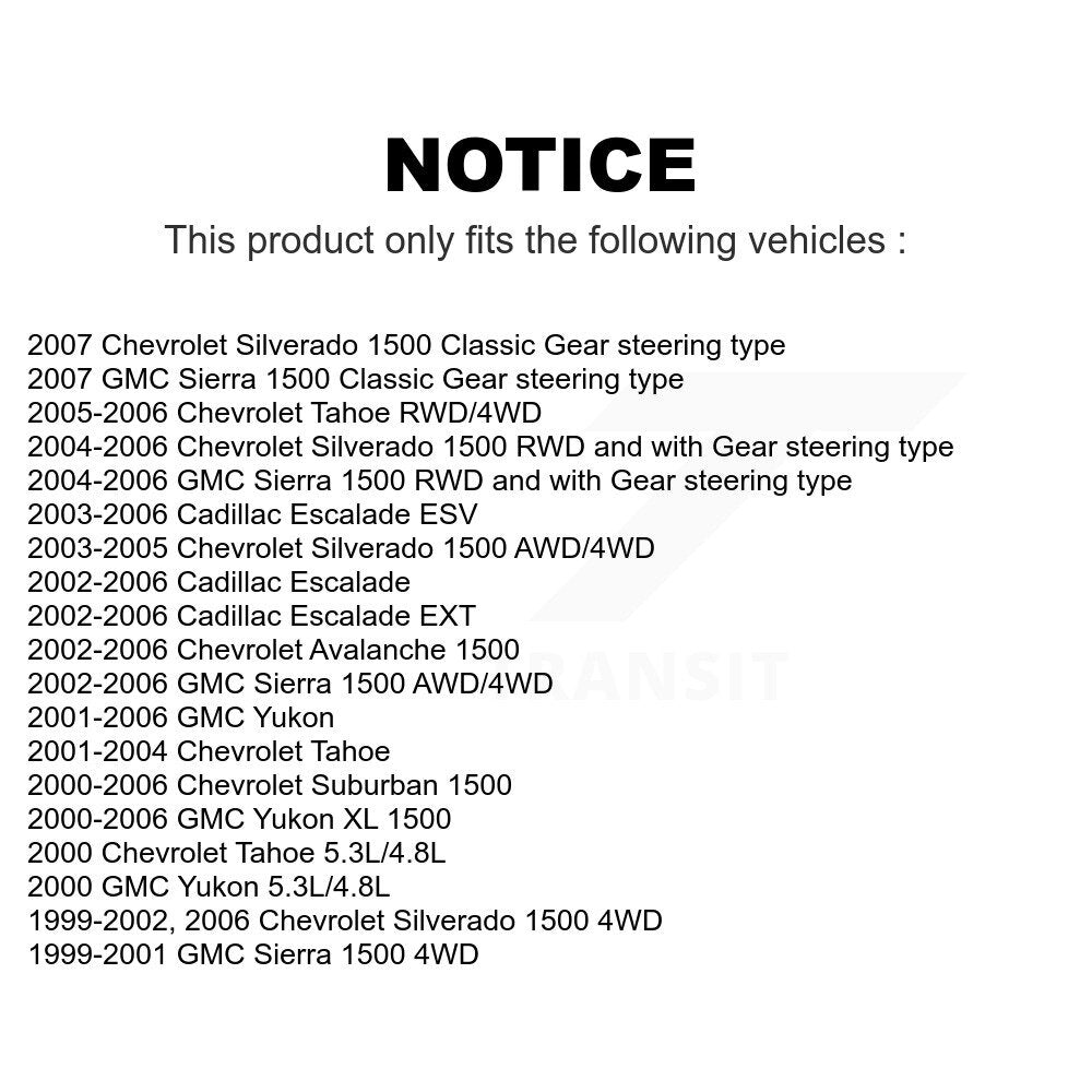 Front Suspension Control Arm And Ball Joint Assembly Steering Tie Rod End Stabilizer Bar Link Kit For Chevrolet Silverado 1500 GMC Tahoe Sierra Suburban Yukon Avalanche XL Cadillac Classic Escalade ESV EXT K72-101128