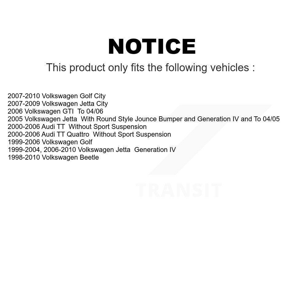 Front Rear Suspension Strut Shock Mounting Kit For Volkswagen Jetta Beetle Golf Audi TT Quattro GTI City K73-100028