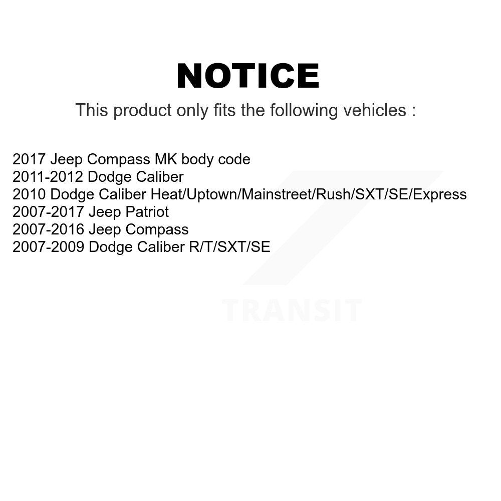 Front Rear Suspension Strut Shock Mounting Kit For Jeep Patriot Compass Dodge Caliber K73-100044