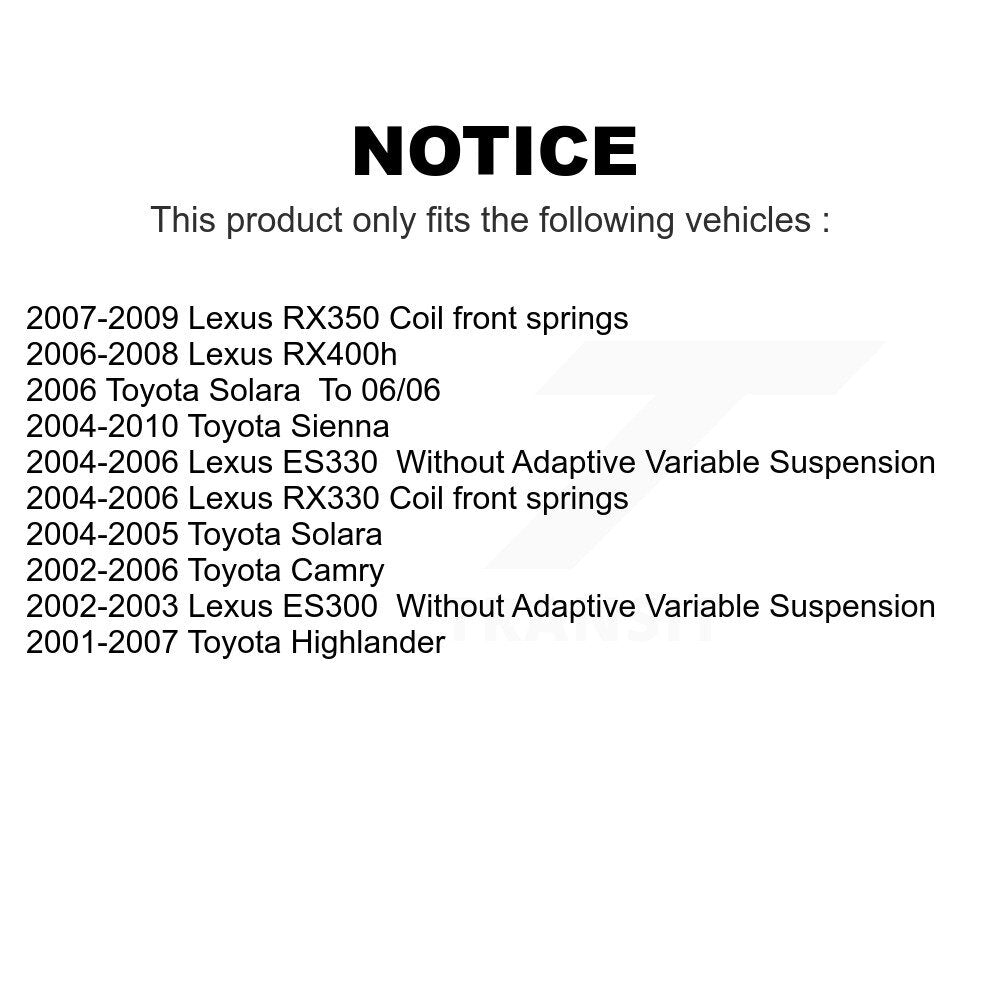 Front Suspension Strut Shock Mounting Pair For Toyota Camry Sienna Lexus Highlander RX350 RX330 ES330 Solara ES300 RX400h K73-100123