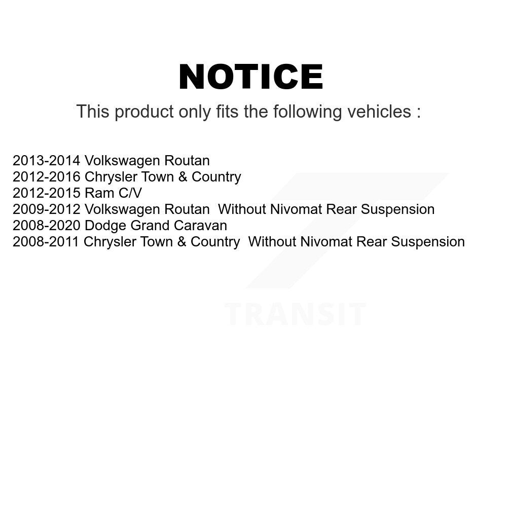 Front Suspension Strut Shock Mounting Pair For Dodge Grand Caravan Chrysler Town & Country Volkswagen Routan Ram C/V K73-100142